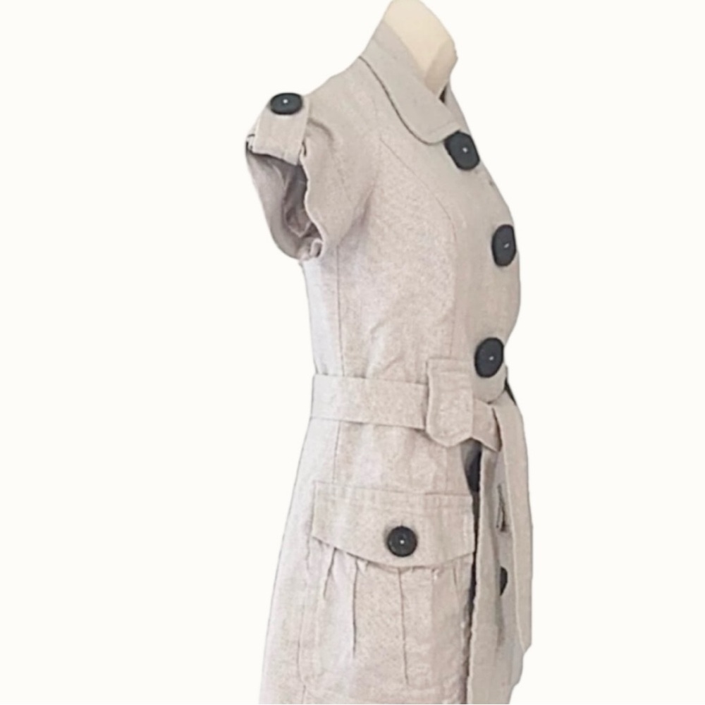 ✨ Kensie Linen Blend | Belted Safari / Military Chic Jacket | Short Sleeve |  XS - Picture 5 of 7